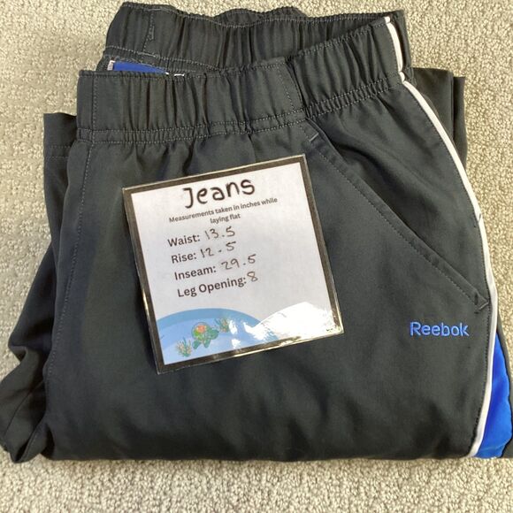 Reebok Track Pants Mens Small Black Blue White Athletic Warm Up - Picture 5 of 5